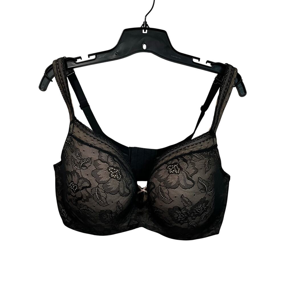 Cacique Women's Bra Black Lace Close Underwire Lightly Lined Balconette 38F
